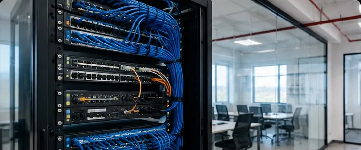 Small business network rack installation and structured cabling